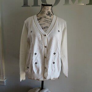 Dressin Cardigan White button down longsleeves size M Brand New w/tag